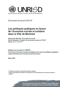 Les politiques publiques en faveur de l’économie sociale et solidaire dans la Ville de Montréal